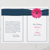 Pink Gerbera Daisy Navy Programme de mariage au ru (Devant)
