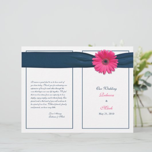 Pink Gerbera Daisy Navy Programme de mariage au ru (Debout devant)