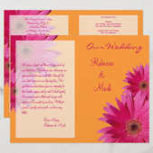 Pink Gerbera Daisy Orange Wedding Programme (Devant / Derrière)
