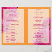 Pink Gerbera Daisy Orange Wedding Programme (Dos)