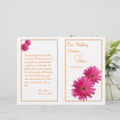 Pink Gerbera Daisy Orange Wedding Programme (Debout devant)