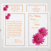 Pink Gerbera Daisy Orange Wedding Programme (Devant / Derrière)