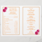 Pink Gerbera Daisy Orange Wedding Programme (Dos)