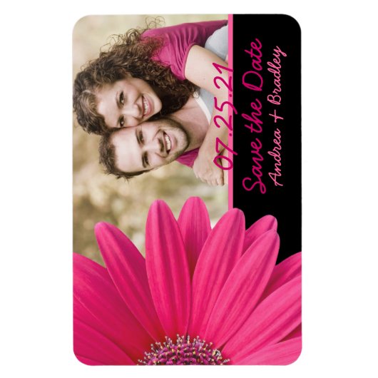 Pink Gerbera Daisy Photo Mariage Magnet (Vertical)