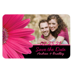 Pink Gerbera Daisy Photo Wedding Magnet Magneet