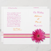 Pink Gerbera Daisy Plaid Ribbon Wedding Programme (Devant / Derrière)