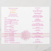 Pink Gerbera Daisy Plaid Ribbon Wedding Programme (Dos)