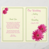 Pink Gerbera Daisy Programme de mariage vert (Devant)