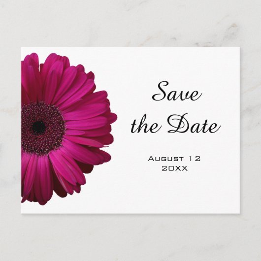 Pink Gerbera Daisy Save the Date Briefkaart (Voorkant)