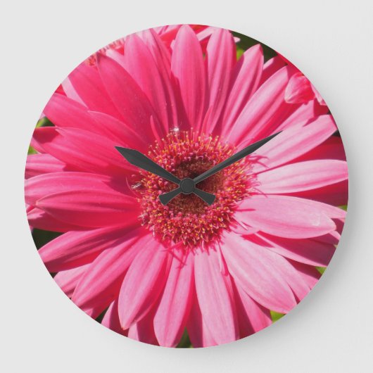 Pink Gerbera Daisy Wall Clock Grote Klok (Voorkant)