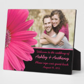 Pink Gerbera Daisy Wedding Photo Sign Plaque Fotoplaat (Zijkant)