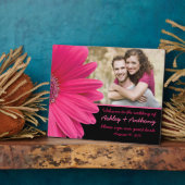 Pink Gerbera Daisy Wedding Photo Sign Plaque Fotoplaat (Zijkant)
