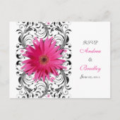 Pink Gerbera Daisy Wedding RSVP Reageer Briefkaart (Voorkant)