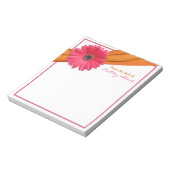Pink Gerbera Oranje Ribbon Personalized Notitieblo Notitieblok (Gedraaid)