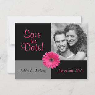 Pink Gerbera Photo Weddenschap Save the Date