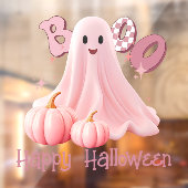 Pink Ghost Boo Happy Halloween Window Cling Raamsticker (Vel 2)