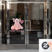 Pink Ghost Boo Happy Halloween Window Cling Raamsticker (Kantoordeur)
