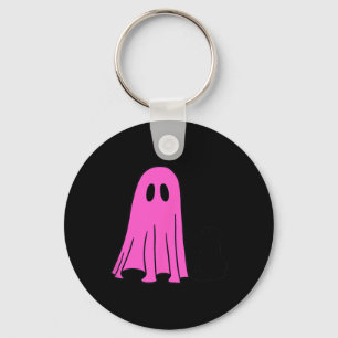 Pink Ghost en Black Cat Halloween Herfst Seizoen Sleutelhanger
