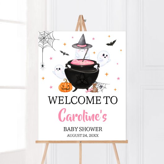 Pink Ghost Halloween Baby is het brouwen van welko Poster