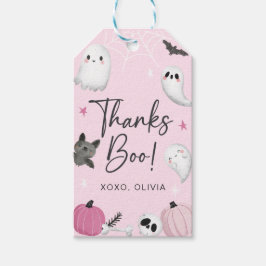 Pink Ghost Halloween Dank u Label · Bedankt Boo! Cadeaulabel