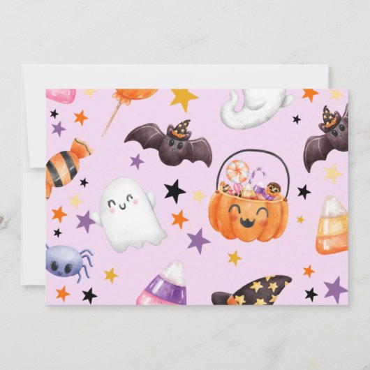 Pink Ghost Halloween Spooky One 1st Birthday Party Kaart (Achterkant)