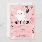Pink Ghost Hey BOO Birthday Kaart (Voorkant)