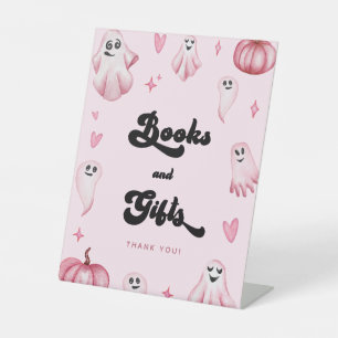 Pink Ghost Little Boo Baby shower Boeken Cadeaubon Reclamebord Met Voetstuk