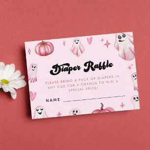 Pink Ghost Little Boo Baby shower Luier Raffle Informatiekaartje