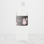Pink Ghost Little Boo Baby shower Waterfles Etiket (Voorkant)