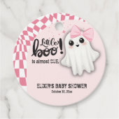 Pink Ghost Little Boo is bijna het gevolg van Baby Bedankjes Labels (Voorkant)