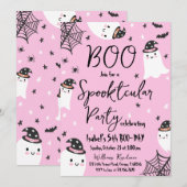 Pink Ghost Spooktacular Halloween Verjaardag Kaart (Voorkant / Achterkant)