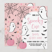 Pink Ghost Spooky One Halloween Verjaardag Kaart (Voorkant / Achterkant)