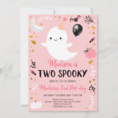 Pink Ghost Two Spooky Second Birthday Kaart (Voorkant)