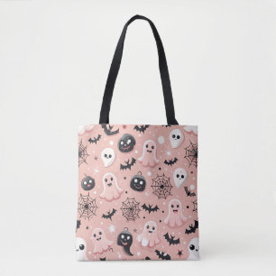 Pink Ghosts & Halloween Naadloos Patroon Draagtas