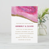 Pink Gilt Agate Mariage Invitations (Debout devant)