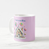 Pink Gingerbread House Kids Name Mug (Devant gauche)