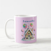 Pink Gingerbread House Kids Name Mug (Gauche)