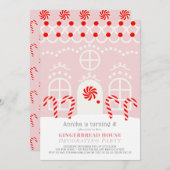 Pink Gingerbrood House Decorting Birthday Party I Kaart (Voorkant / Achterkant)