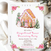Pink Gingerbrood House Decorting Party Briefkaart