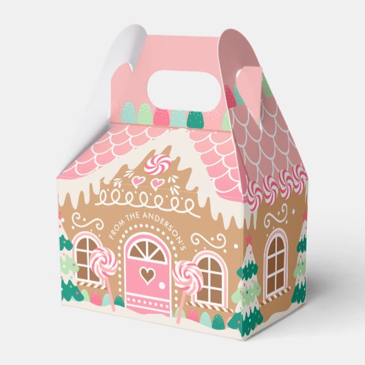 Pink Gingerbrood House Favor Box Bedankdoosjes (Achterkant)