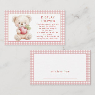 Pink Gingham Apple van Eye Beer Display Baby showe Informatiekaartje