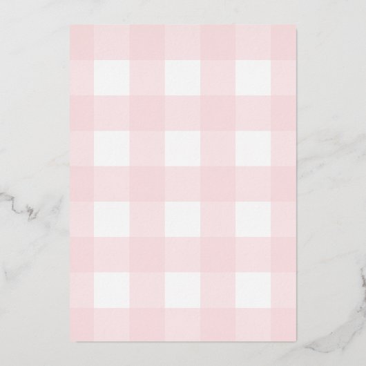 Pink Gingham Baby shower Folie Uitnodiging (Achterkant)