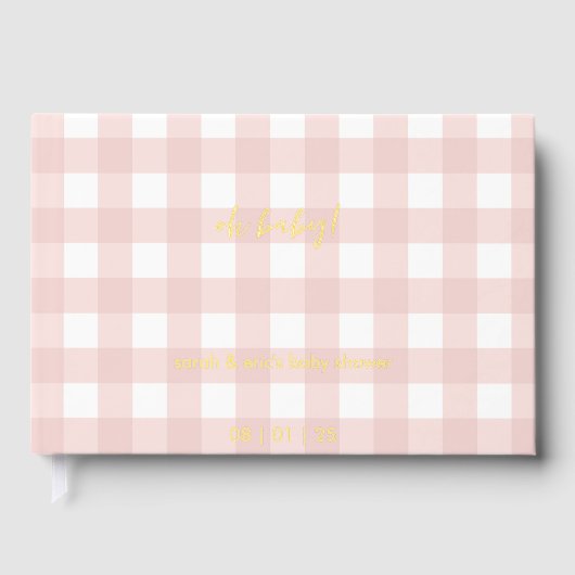 Pink Gingham Baby Shower Guest Book (Recto)