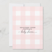 Pink Gingham Baby shower Uitnodiging (Achterkant)