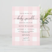 Pink Gingham Baby Sprinkle Kaart (Staand voorkant)