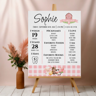 Pink Gingham Barnyard Milestones Glossy Poster Perfect Poster