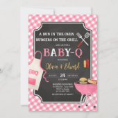 Pink Gingham BBQ Baby shower Kaart (Voorkant)