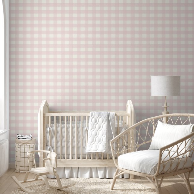 Pink Gingham Behang (Kinderen)