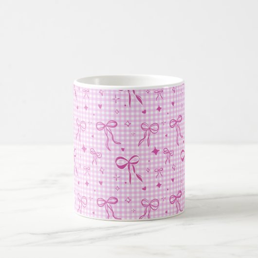 Pink Gingham Bow Aesthetic Mug (Centre)