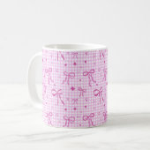 Pink Gingham Bow Aesthetic Mug Koffiemok (Voorkant links)